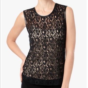 7 for all mankind lace top w. gold/leather details